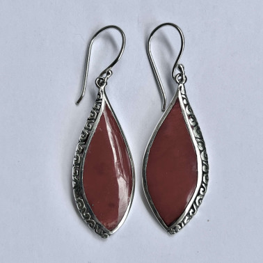 ER 15716 CR-(HANDMADE 925 BALI STERLING SILVER FILIGREE EARRINGS WITH CORAL)